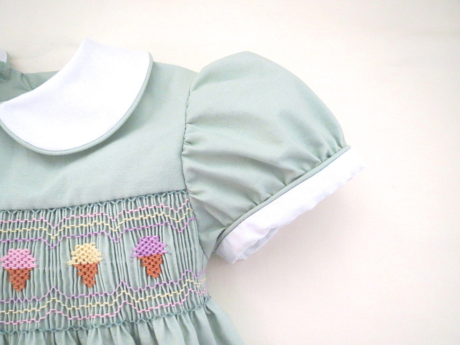 LuLu BeBe Girls Jackie Mint Green Smocked Ice Cream Cones Sun Dress main image 0
