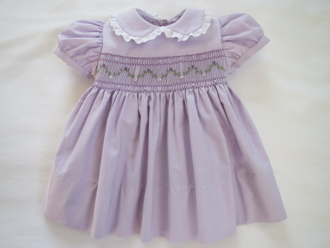 Sweet and Pretty Soft Lavender Hand Smocked Dress for Baby Girl ...