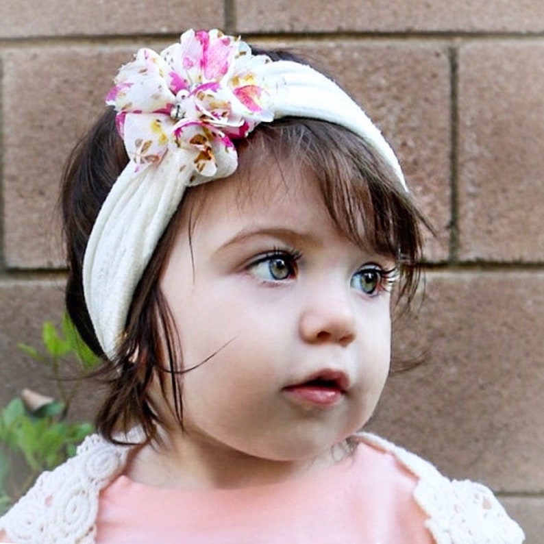 Baby Girl Head Wrap Floral Print Flower Headband for Newborn Etsy
