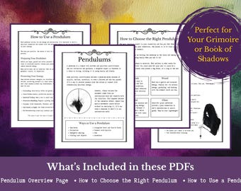 Pendulum Guide Printable PDF | Divination Grimoire Pages | Book of Shadows Pendulum How To | Witchcraft