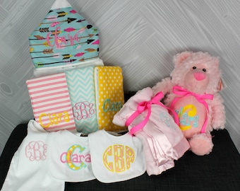 I Want It All Baby Gift Basket, Custom for boy or girl, baby shower gift, new baby present, monogrammed baby gift basket