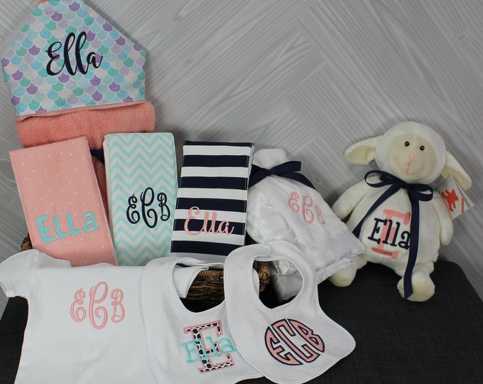 I Want It All Baby Gift Basket, Custom for boy or girl, baby shower gift, new baby present, monogrammed baby gift basket