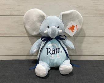 Personalized Embroidered Elephant Stuffed Animal: New Baby Keepsake