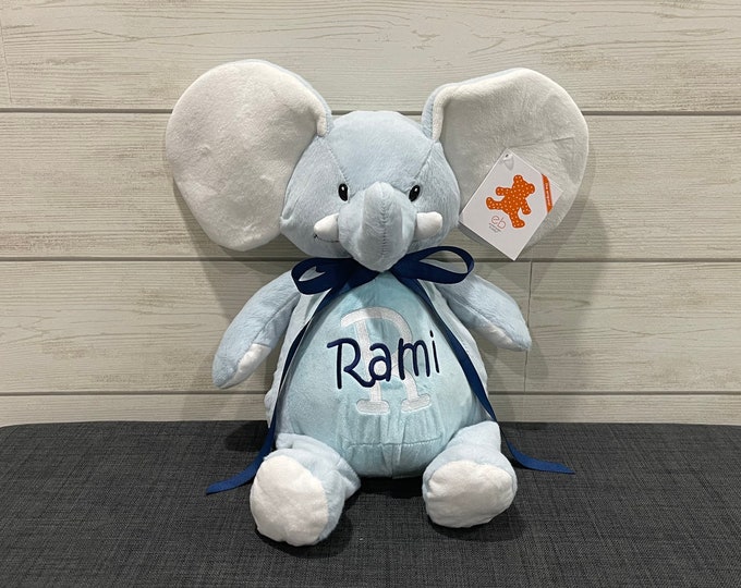Personalized Embroidered Elephant Stuffed Animal: New Baby Keepsake