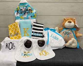 I Want It All Baby Gift Basket, Custom for boy or girl, baby shower gift, new baby present, monogrammed baby gift basket