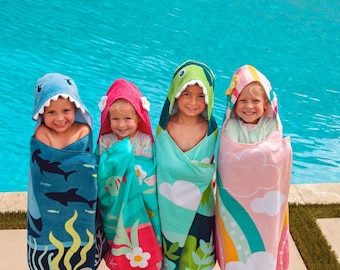 Children's Hooded Beach Towel FREE Personalization Embroidery