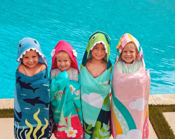 Children's Hooded Beach Towel FREE Personalization Embroidery