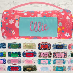 Personalized Nap Mat: Minky Blanket, Attached Pillow - Daycare & Preschool