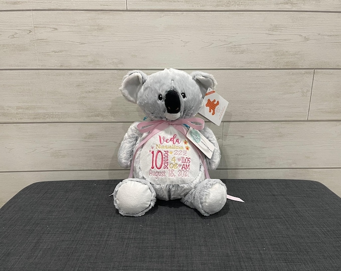 Personalized Embroidered Stuffed Animal: Baby Shower Keepsake