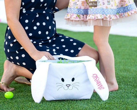 Children's Easter Basket with Embroidery Personalization