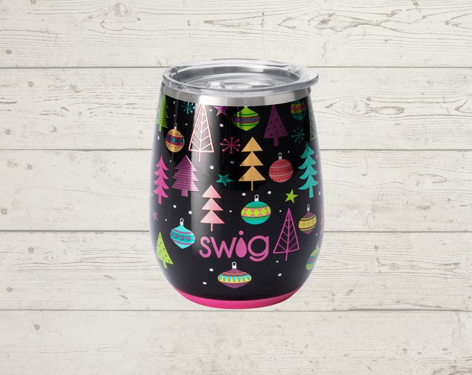 Holiday Swig Life Stemless Wine Glass with Slider Lid 14 oz