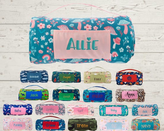 Personalized Nap Mat with Attached Pillow and Blanket - Ideal for Daycare and Preschool - Embroidery Included