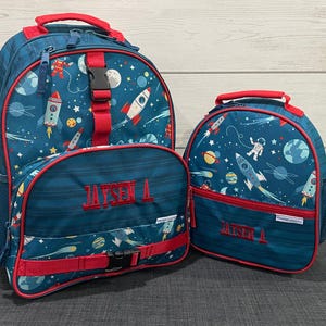 Children&#39;s All Over Print Backpack and Lunchbox Set Stephen Joseph with Embroidery Personalization