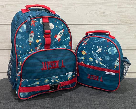 Children's All Over Print Backpack and Lunchbox Set Stephen Joseph with Embroidery Personalization