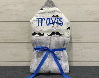Monogrammed Hooded Baby Towel: Custom Embroidered Kids Bath Towel