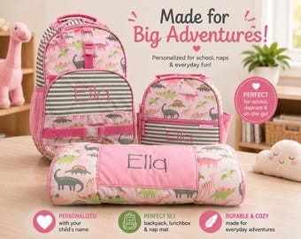 Personalized Back to School Set: Nap Mat, Backpack and Lunchbox