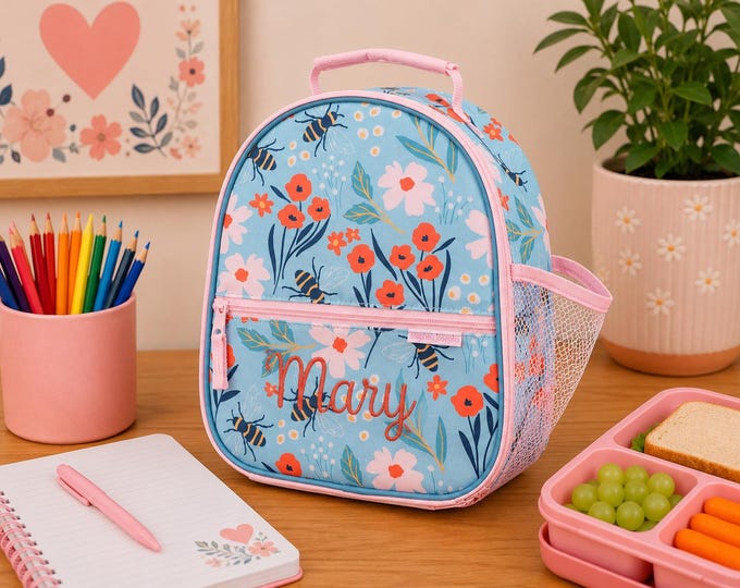 Personalized Childrens Lunchbox with Embroidery Personalization - Lunchbox for Kids