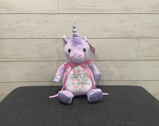 Personalized Embroidered Stuffed Animal: Baby Shower Keepsake