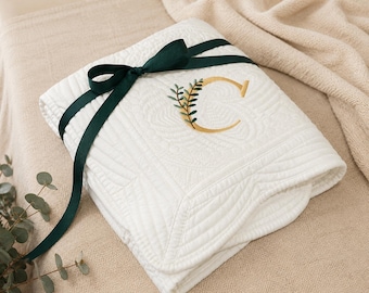 Embroidered Baby Quilt: Custom Cotton Heirloom Gift