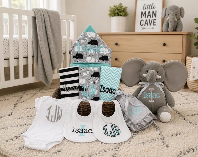 I Want It All Baby Gift Basket, Custom for boy or girl, baby shower gift, new baby present, monogrammed baby gift basket