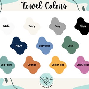 a map of the different colors of towels