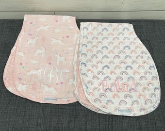 Personalized Muslin Burp Cloth Set of 2 for Baby