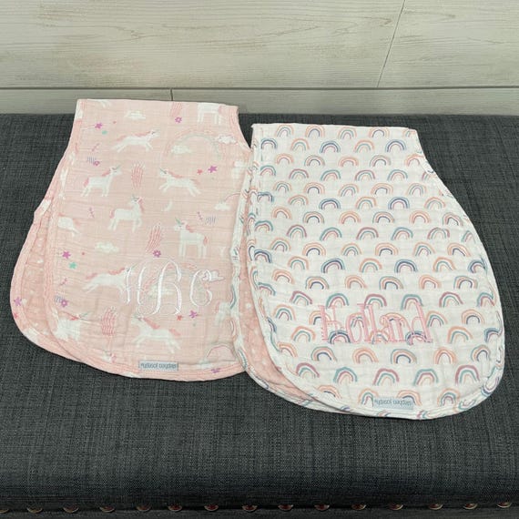 Personalized Muslin Burp Cloth Set of 2 for Baby