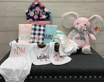 I Want It All Baby Gift Basket, Custom for boy or girl, baby shower gift, new baby present, monogrammed baby gift basket