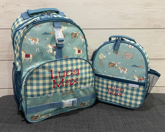 Children's All Over Print Backpack and Lunchbox Set Stephen Joseph with Embroidery Personalization