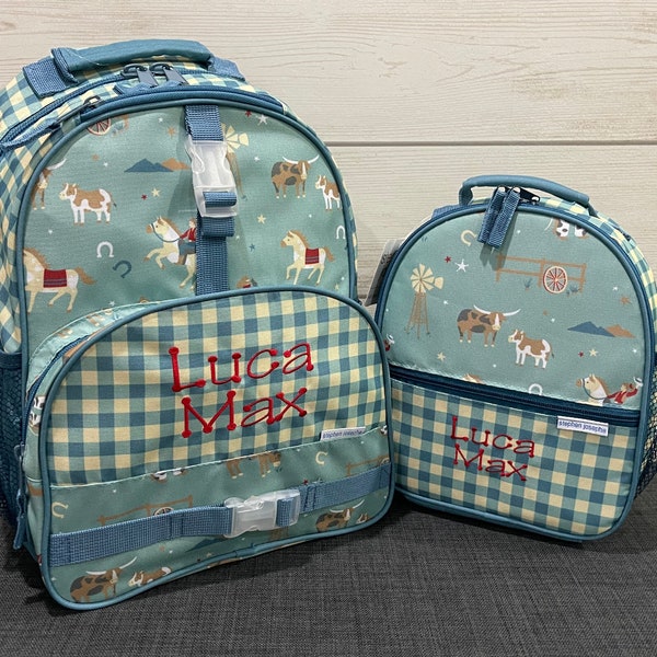 Children's All Over Print Backpack and Lunchbox Set Stephen Joseph with Embroidery Personalization