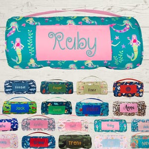 Personalized Nap Mat with Attached Pillow and Blanket - Ideal for Daycare and Preschool - Embroidery Included