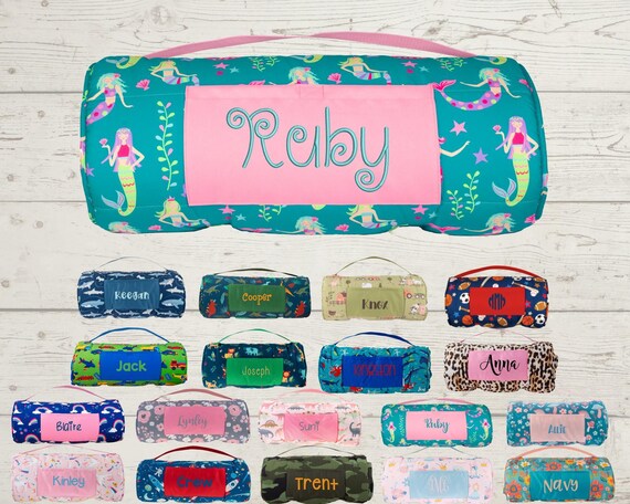 Personalized Nap Mat with Attached Pillow and Blanket - Ideal for Daycare and Preschool - Embroidery Included