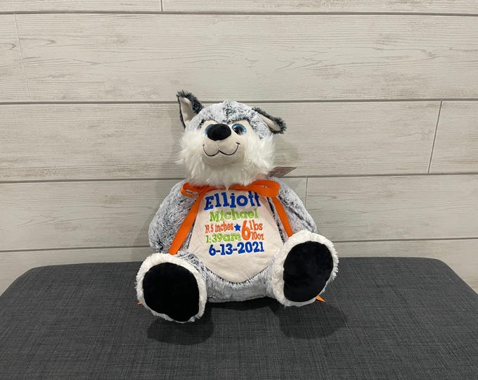 Personalized Embroidered Stuffed Animal: Baby Shower Keepsake