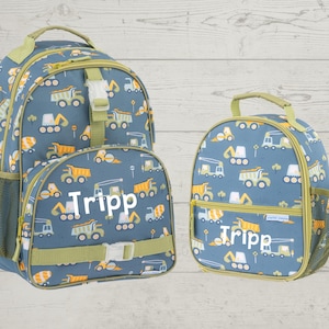 Children&#39;s All Over Print Backpack and Lunchbox Set Stephen Joseph with Embroidery Personalization