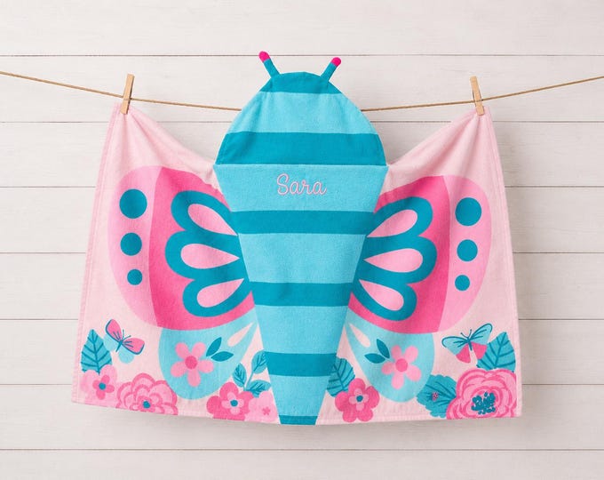 Children's Hooded Beach Towel toddler kids FREE Personalization Embroidery