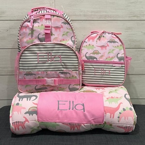 Children&#39;s All Over Print Nap Mat, Backpack and Lunchbox Set Stephen Joseph with Embroidery Personalization