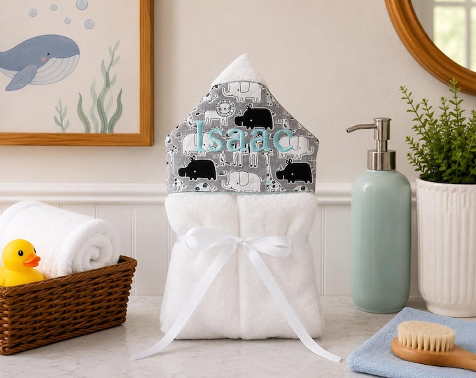 Monogrammed Hooded Baby Towel: Custom Embroidered Kids Bath Towel