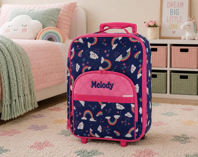 Children's All Over Print Rolling Luggage: Embroidery Personalization