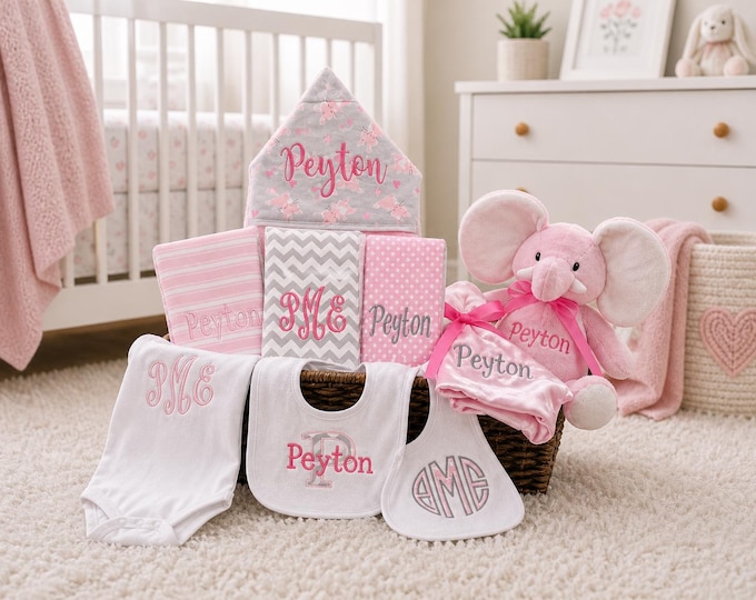 I Want It All Baby Gift Basket, Custom for boy or girl, baby shower gift, new baby present, monogrammed baby gift basket