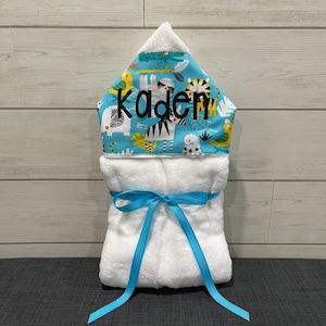 Monogrammed Hooded Baby or Kids Towel. Custom made to order for boy or girl. Perfect baby shower or birthday gift.