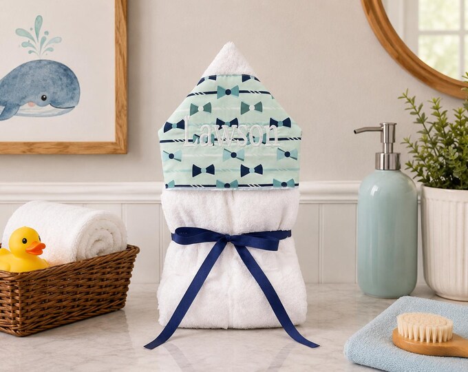 Monogrammed Hooded Baby Towel: Custom Embroidered Kids Bath Towel