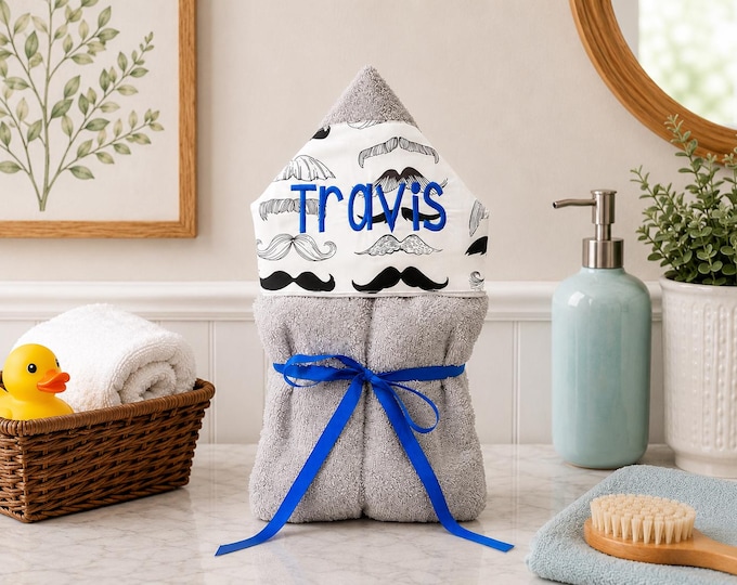 Monogrammed Hooded Baby Towel: Custom Embroidered Kids Bath Towel