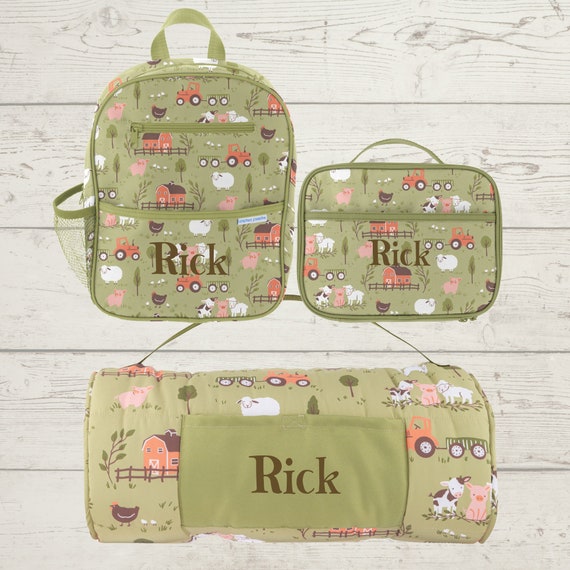 All Over Print Nap Mat, Junior Backpack and Lunchbox Set with Embroidery Personalization