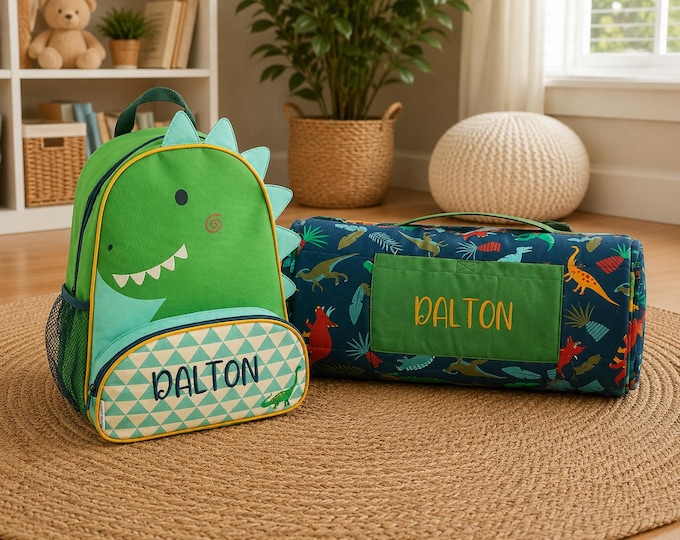 Children's Nap Mat and Sidekick Backpack. Embroidery Personalization included.