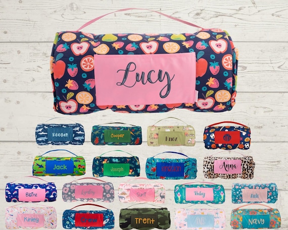 Personalized Nap Mat with Attached Pillow and Blanket - Ideal for Daycare and Preschool - Embroidery Included