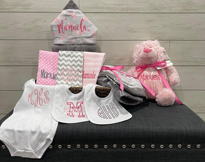 I Want It All Baby Gift Basket, Custom for boy or girl, baby shower gift, new baby present, monogrammed baby gift basket