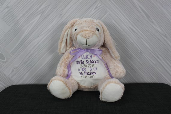 Personalized Stuffed Animal - Perfect Gift for Baby Showers Baptisms Adoptions Birthdays - Unique and One-of-a-kind Keepsake