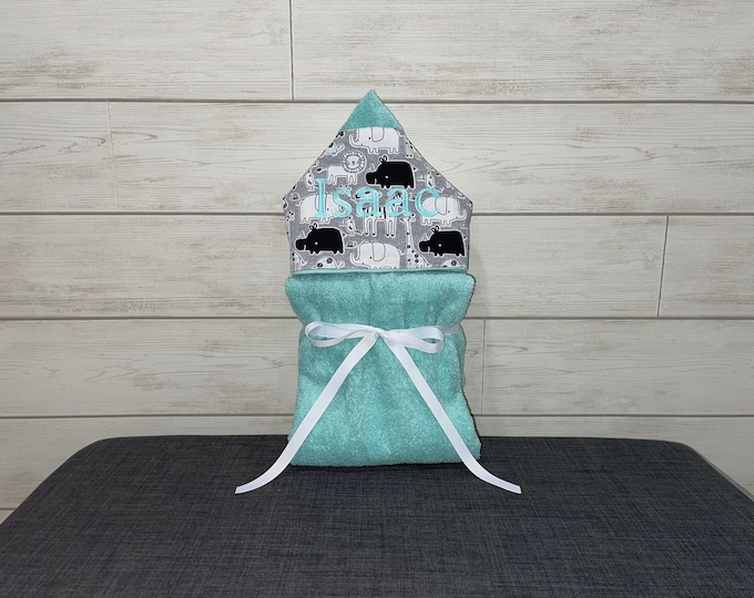 Monogrammed Hooded Baby Towel: Custom Embroidered Kids Bath Towel