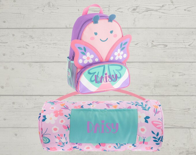Children's All Over Print Nap Mat and Sidekick Set Stephen Joseph with Embroidery Personalization