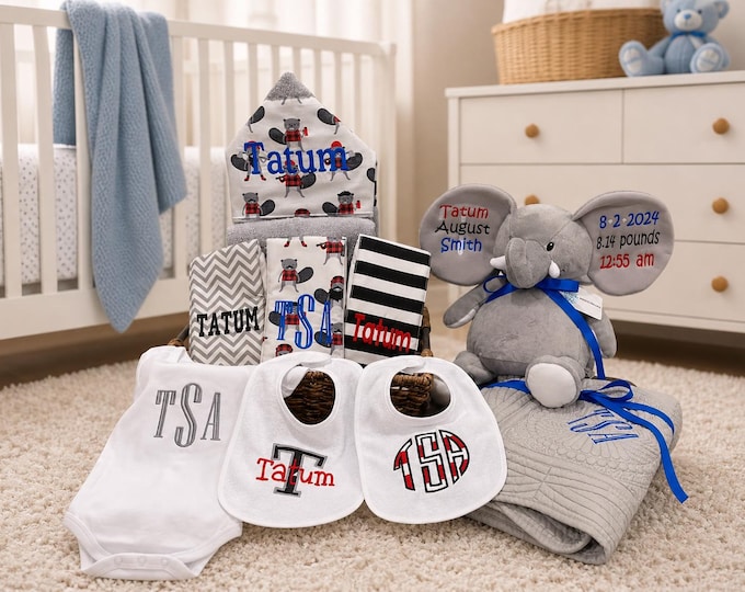 I Want It All Baby Gift Basket, Custom for boy or girl, baby shower gift, new baby present, monogrammed baby gift basket